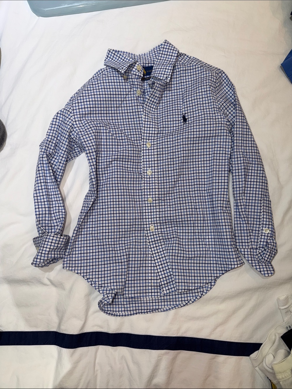 Ralph Lauren Blue Check Button-Down Oxford Shirt - kids